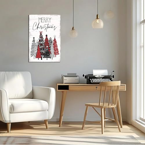Christmas Tree Canvas Wall Art - Festive Holiday Decor for Home & Office, 24x36 Inch - Winter Scene