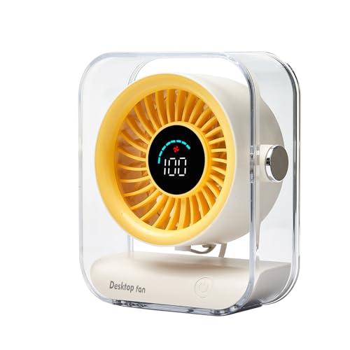 Table Fans Utra-quiet,Digital Display Rechargeable USB Fan,0-100%
