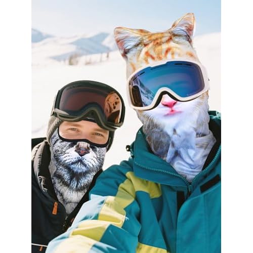3D Cat Ski Mask Balaclava with Ears - Cat Shiesty Face Cover for Skiing, Music Festivals, Cycling, Halloween Parties