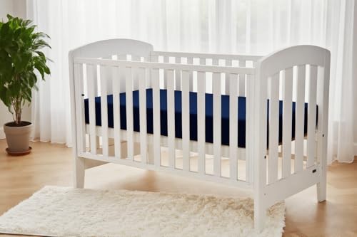 Fitted Crib Sheets 2 Pack, Ultra Soft Microfiber, White/Navy