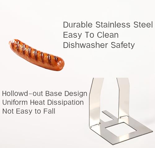 Zorythm 4-Piece Funny Hot Dog Holder and Sausage Stand - Portable Stainless Steel Grill Rack for Camping and Barbecue