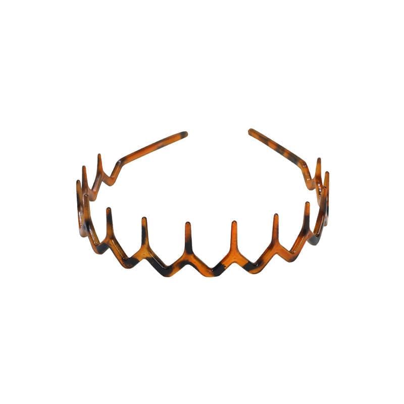 4Pcs Black Plastic Zigzag Headbands with Teeth Wavy Hair Combs