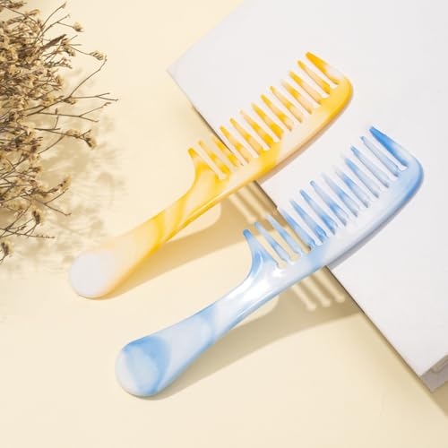 JILFR 2-Pack Wide Tooth Hair Combs, 8.5" Long Handle Detangling Comb for Curly Hair