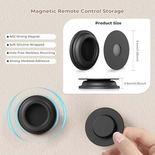 UMUST Black Magnetic Remote Control Holder - 4Pcs Adhesive Wall Mount Organizer for TV & AC Remotes