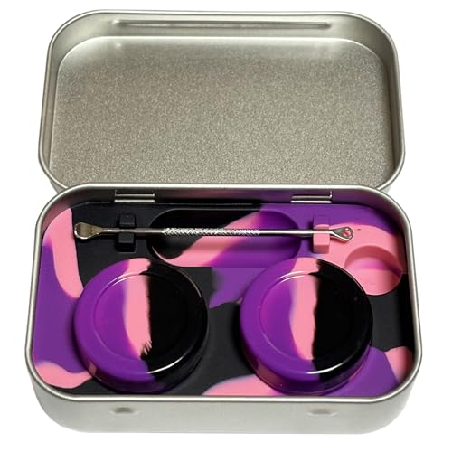 5ml Silicone Wax Containers with Tin Box & Spoon - Purple, Black, Pink