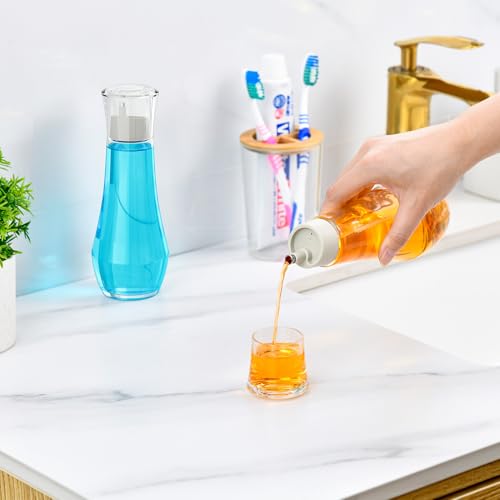 VITVITI Glass Mouthwash Dispenser with Lid - 8.8 oz Clear Bottle