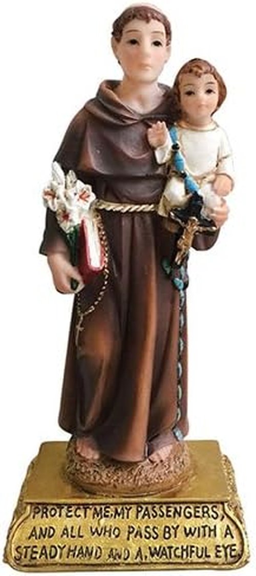 Love's Gift Inc. Saint Anthony Statue - 5 Inch Classic Resin Design in Brown & White Finish