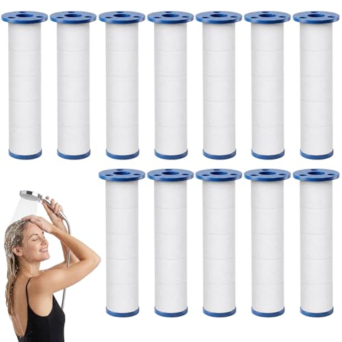 12-Pack Shower Head Filter Replacement Cartridges - PP Cotton Hard Water Filter