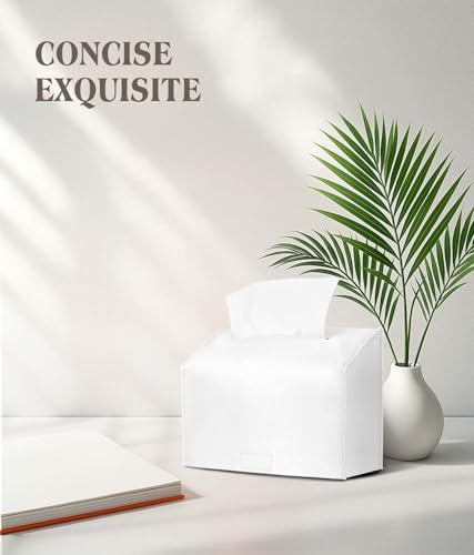 Livelab PU Leather Paper Hand Towel Box Cover - White Tissue Dispenser