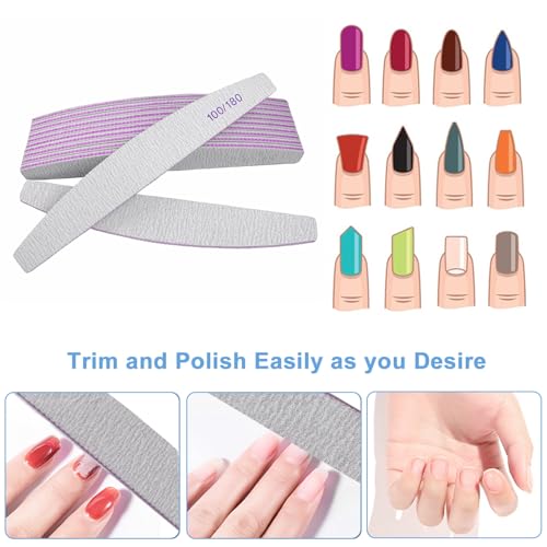 AhaTopia 12 Pcs Nail Files 100/180 Grit Double Sided Emery Boards