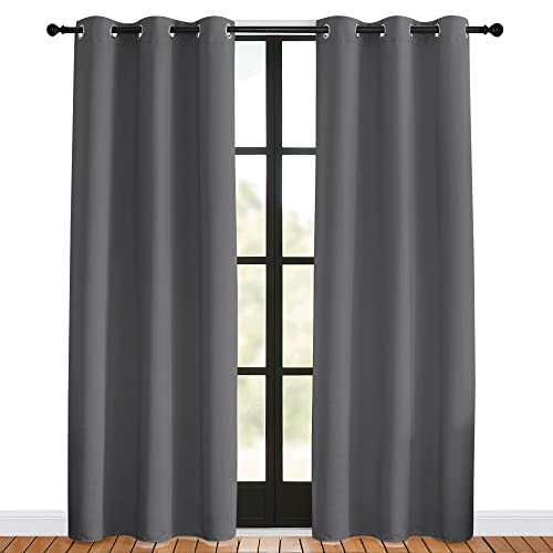 NICETOWN Gray Blackout Curtains - 42"W x 80"L, 2 Panels, Thermal Insulated
