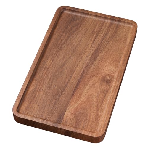 Acacia Wood Serving Tray - 9.8 x 5.9 Inch Decorative Tray