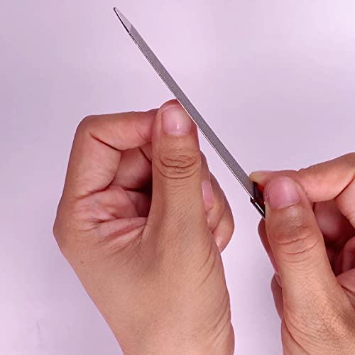 AhaTopia Stainless Steel Metal Nail Files 6-Pack with Pointed Tip