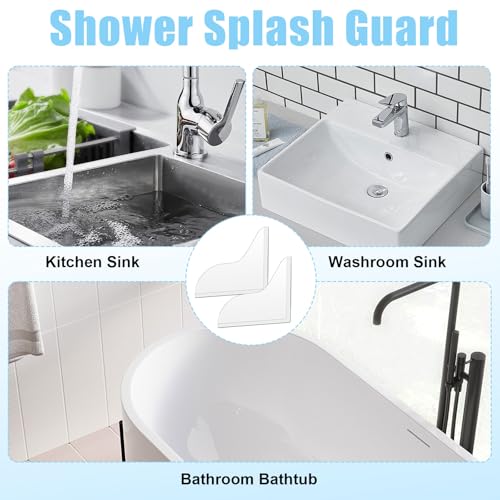 Clear Shower Corner Splash Guard - 2 Pack Self-Adhesive Silicone Water Guard