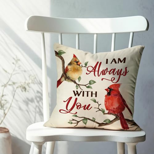 Cardinal Memorial Throw Pillow Cover, 18x18 Cotton Linen Cushion Case