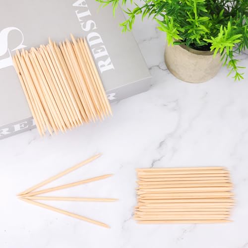 AHIER Orange Wood Sticks for Nails 50 Pcs - Double Sided Cuticle Pusher