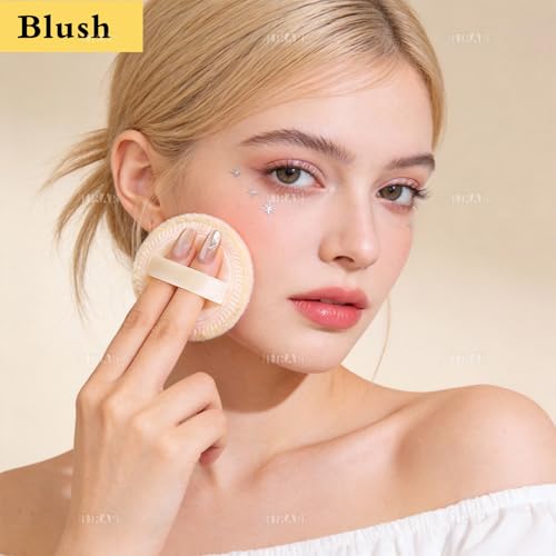 AUEAR Washable Pure Cotton Powder Puffs 10 Pack Beige 2.36 Inch