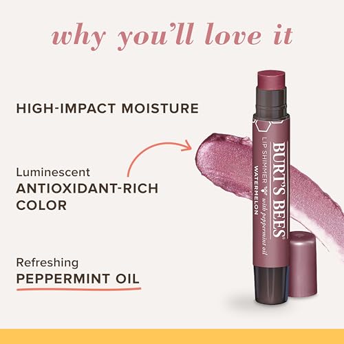 Burt's Bees Lip Shimmer, Watermelon Tinted Lip Gloss & Moisturizer