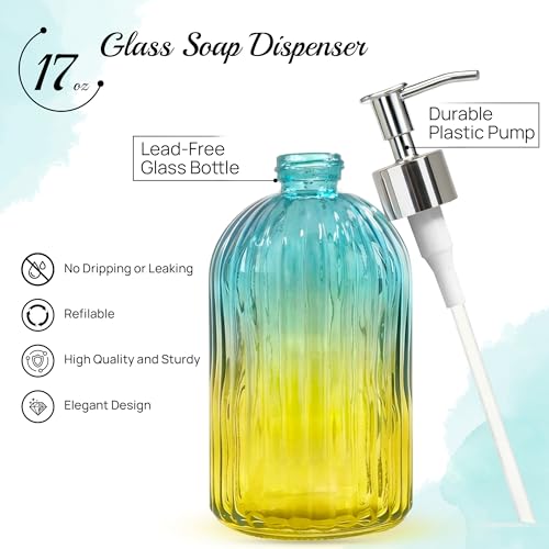 Gradient Glass Soap Dispenser Set - 16oz Hand Soap Bottles (2 Pack)