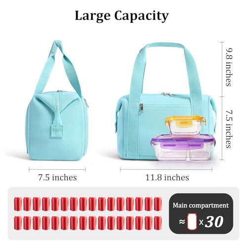 MEXS 15L Neoprene Insulated Lunch Bag - Large Leakproof Tote in Light Blue