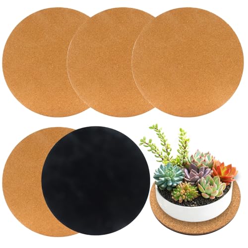 8-Inch Cork Plant Coasters - Set of 3, Super Absorbent & Waterproof