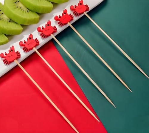 Mini Crabs Cocktail Picks - 100 Natural Bamboo Toothpicks