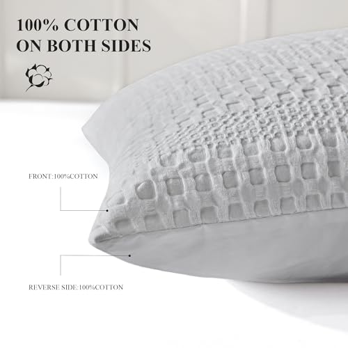 Mosluna Light Gray Waffle Pillow Shams Set of 2, 20x26 in.