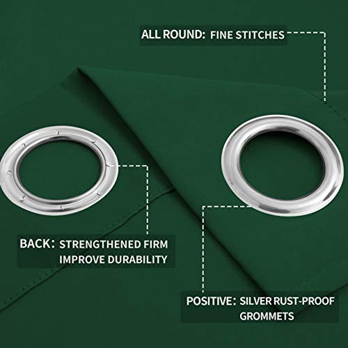 Easy-Going Thermal Blackout Curtains - 52x84 Inch, Dark Green (2 Panels)