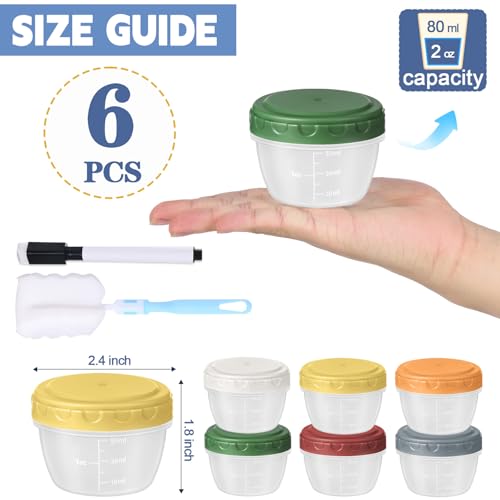 Yomarket 6pcs 2oz Leak-proof Salad Dressing Containers with Lids
