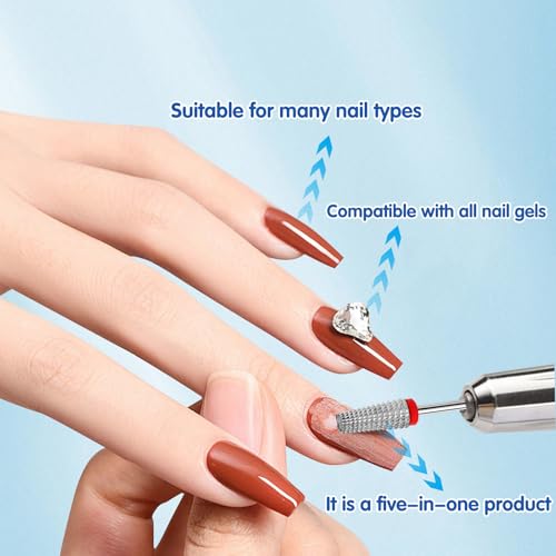 CYUXING 3/32" 5-in-1 Carbide Nail Drill Bit for Gel Polishing and Manicure