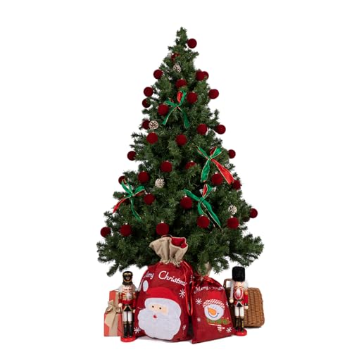 Velvet Burgundy Christmas Ornaments Set - Shatterproof 50 Count, 57mm / 2.24"