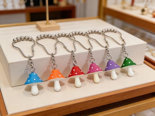 Stainless Steel Mushroom Shower Curtain Hooks - 12-Pack