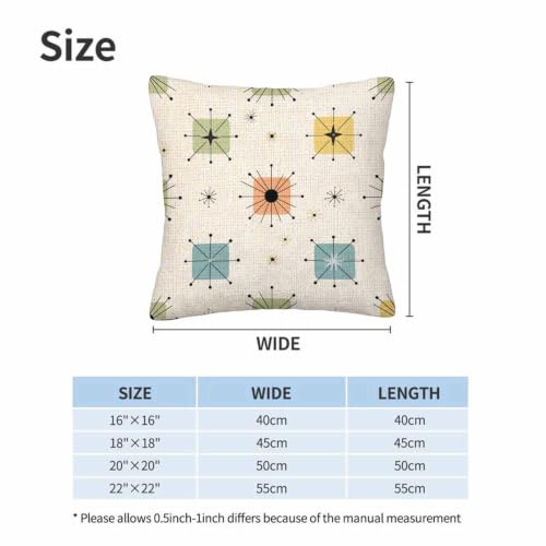 Mid-Century Modern Atomic Star Throw Pillow Covers - 18x18 Set of 2