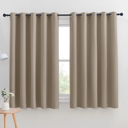 NICETOWN Taupe Blackout Curtains, 70"W x 63"L Thermal Insulated Drapes (Set of 2)