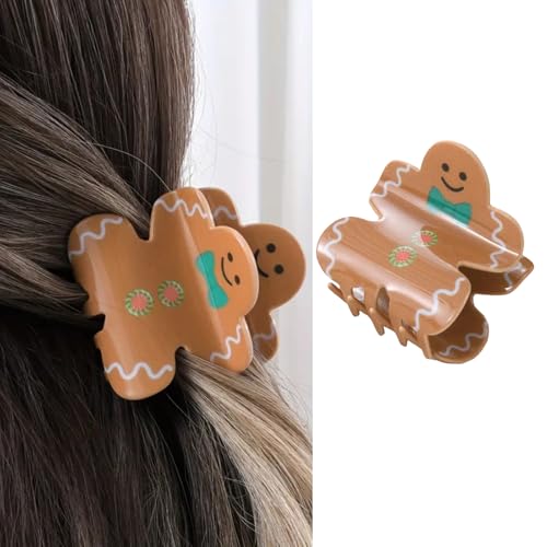 LETSWIN Gingerbread Man Hair Claw Clip Cute Christmas Acrylic Jaw Clip