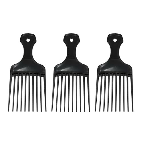 G.B.S Wide Tooth Afro Pick Comb for Curly and Coily Hair (3-Pack)