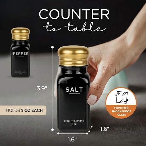 Brighter Barns Modern Black and Gold Salt and Pepper Shakers Set