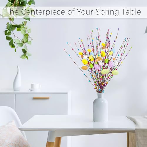 LERAO Easter Egg Decor Set with Artificial Vine Stems - 14 Pieces