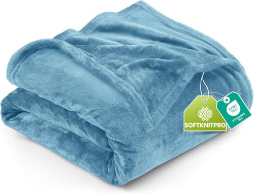 Utopia Bedding Twin Size Soft Fleece Blanket - Washed Blue 90x66 Inch