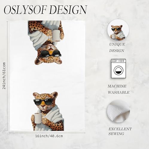 OSLYSOF Funny Leopard Hand Towel, Trendy Cheetah Glasses Print, 16x24 Inch