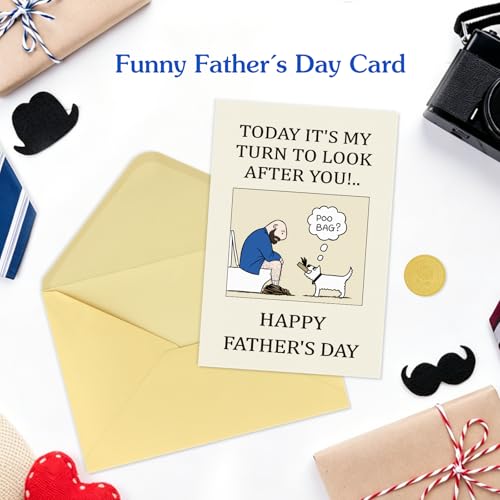 Funny Father's Day Card from Dog - Poo Bag Joke with Envelope