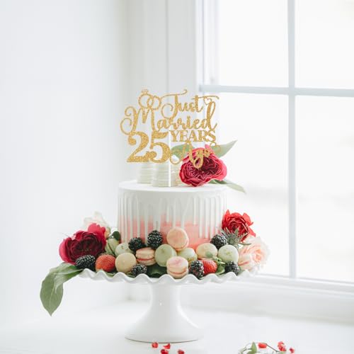 Just Married 25 Years Cake Topper - 25th Anniversary Decoration