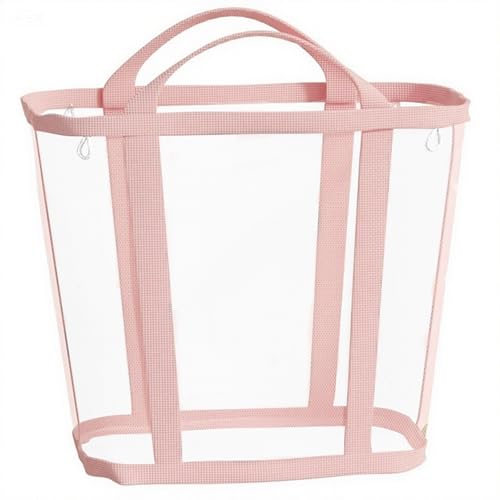 Pink Collapsible Laundry Caddy 11 Gallon Mesh Tote Foldable Clothes Storage Basket