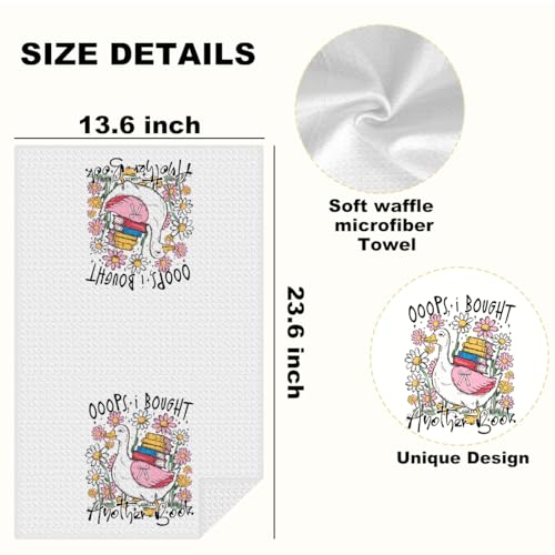 Premium Waffle-Weave Microfiber Kitchen Towels - Cute Goose Design