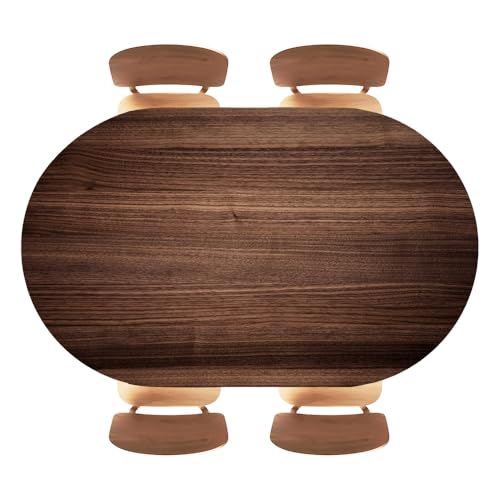 Fitted Oval Tablecloth Brown Wood Texture 42x60 Inches - Elastic Edges - Variation 11