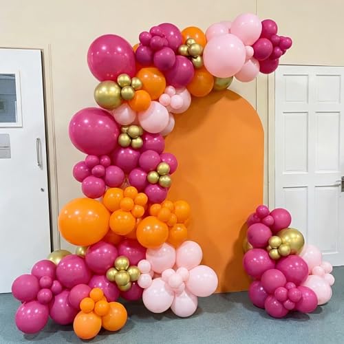 YMSZ Hot Pink & Orange Balloon Garland Kit - 136pcs for Parties