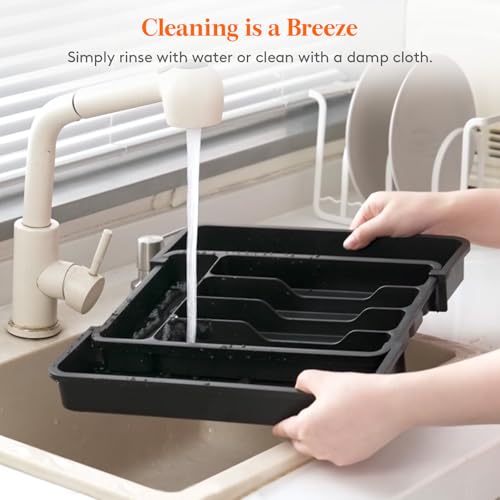 Lifewit Expandable Silverware Drawer Organizer - BPA Free Utensil Tray