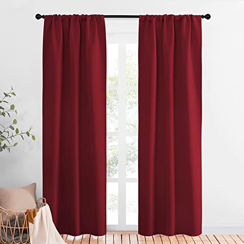 NICETOWN Burgundy Blackout Curtains - Set of 2 Panels, 34x84 Inch