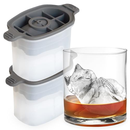 Tovolo Kitten Shaped Ice Cube Mold - Pack of 2 Large Silicone Cat Ice Trays for Drinks, Whiskey, Cocktails, BPA Free & Dishwasher Safe