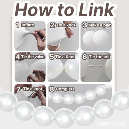 100 Pack Pearl White Linking Balloons - 6 Inch for Parties